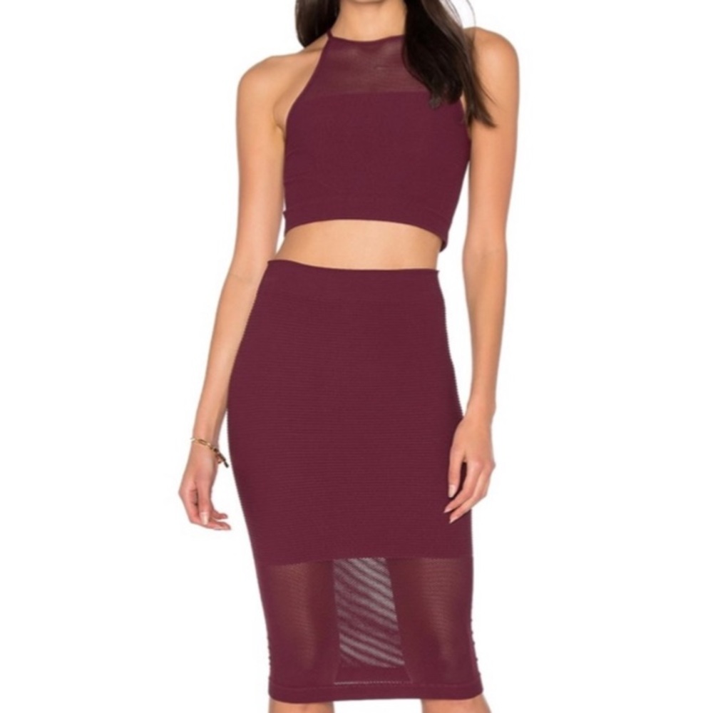 BCBGeneration Bordeaux Mesh Panel Skirt XS/S